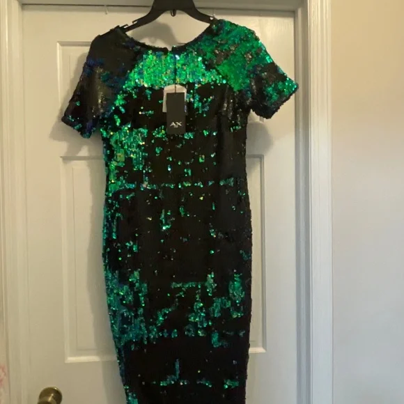 AX Paris Curve | Dresses | Ax Paris Curve Green Black Sequin Dress |  Poshmark